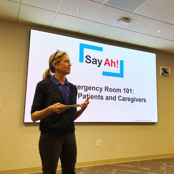 Anna Allen founder of Say Ah giving presentation