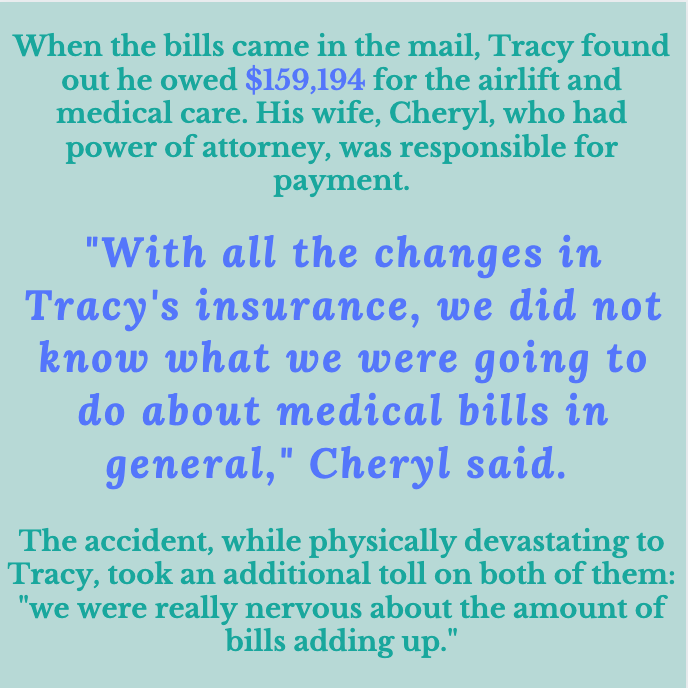 Tracey talks about their giant medical bill